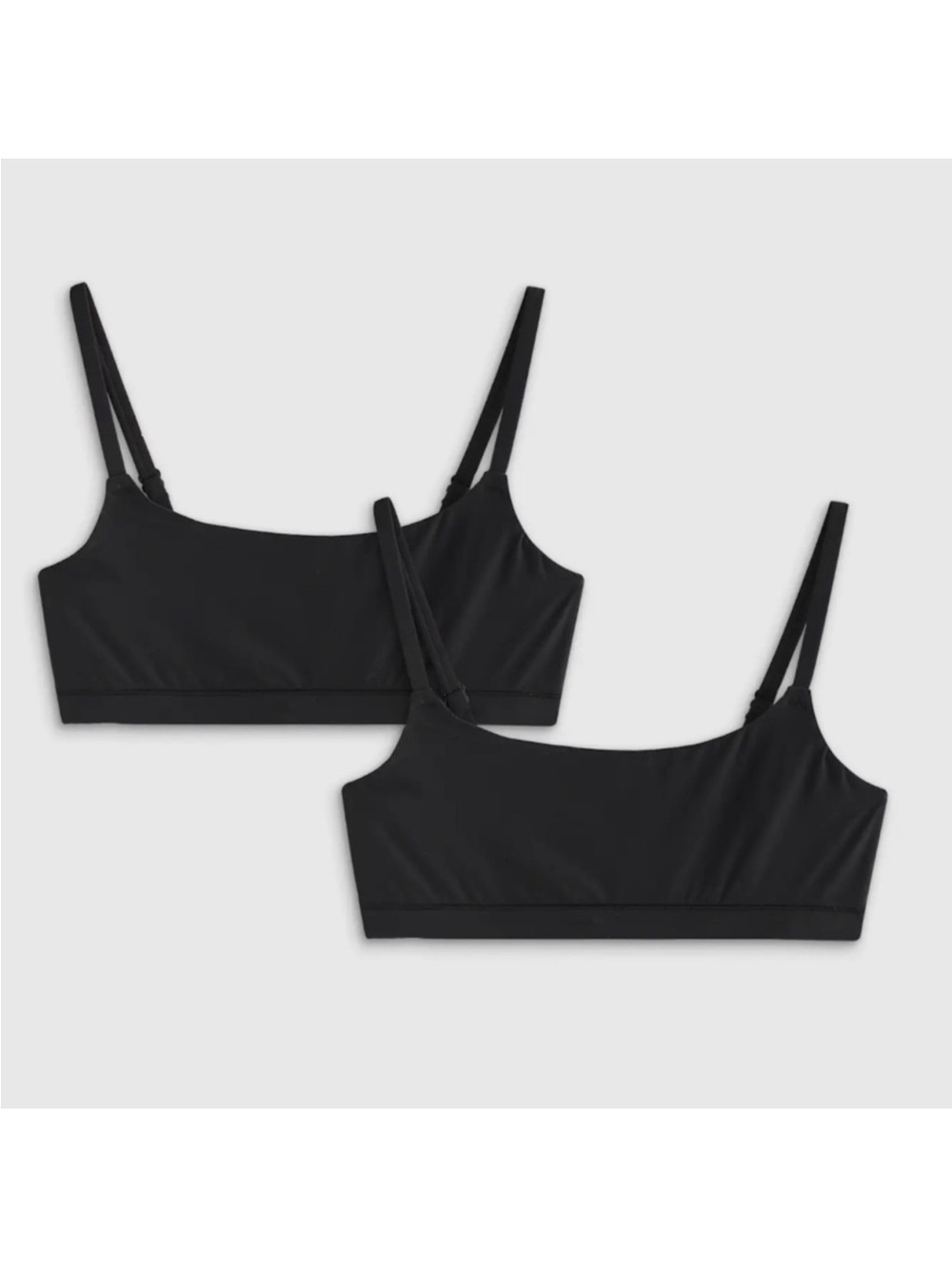 QUINCE Black Second Skin Scoop Neck Bralette (2-pack)  Size Large